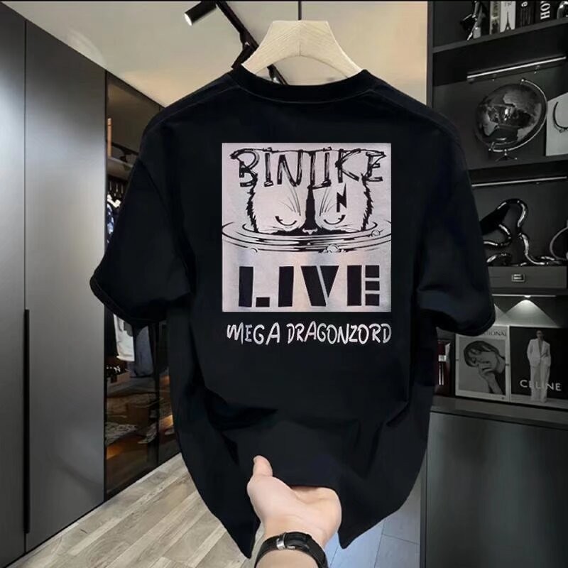 เสื้อยืดผู้ชาย สไตล์สตรีตแวร์ สำหรับฤดูร้อน คอปก แขนสั้น พิมพ์ลายสวยงาม KYM6