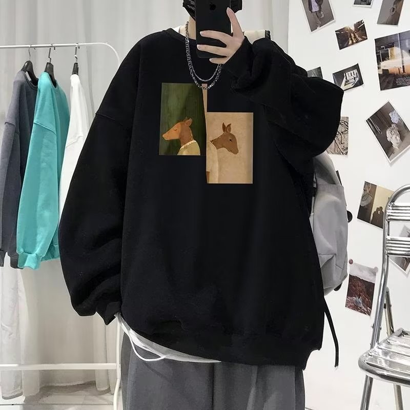 2024 ฤดูใบไม้ร่วงฤดูหนาว ปลาค็อด ฤดูใบไม้ผลิฤดูใบไม้ร่วงเกาหลีรุ่นพิมพ์อินเทรนด์เสื้อ 2025 สไตล์ฮ่อง