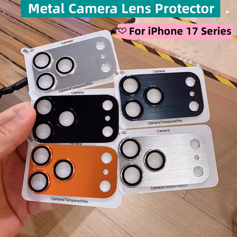 สําหรับ iPhone 17 Pro Max 17 Air 17Pro กล้อง Lend Protector Anti Scratch ขอบโลหะสําหรับ iPhone 17promax กระจกนิรภัย + แหวนโลหะ