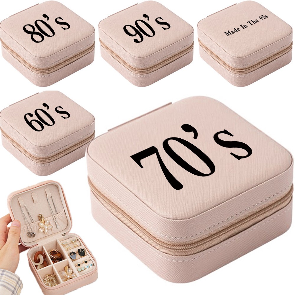 กล่องบรรจุภัณฑ์เครื่องประดับ 90s รูปแบบแบบพกพาเดินทางกรณีเครื่องประดับหนังเก็บสร้อยคอแหวนเครื่องประด