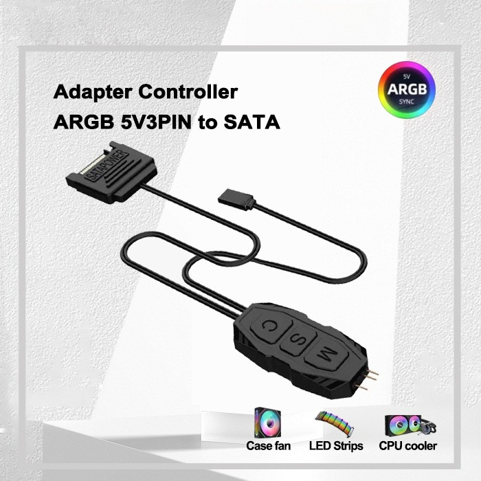 ฮับ RGB Controller พัดลม RGB ARGB 5V 3 Pin Controller ไม่ต้องใช้ซอฟต์แวร์ Controller ใส่สาย SATAชุดต