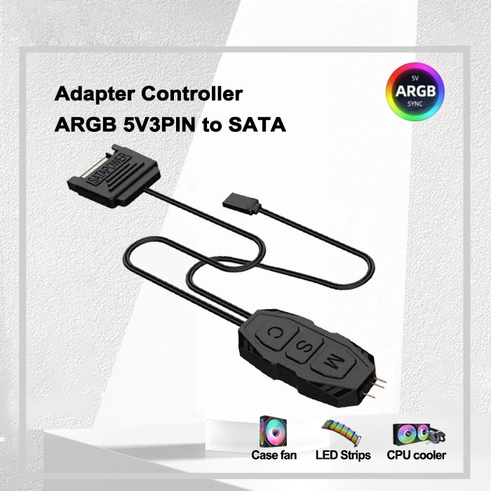 ฮับ RGB Controller พัดลม RGB ARGB 5V 3 Pin Controller ไม่ต้องใช้ซอฟต์แวร์ Controller ใส่สาย SATAชุดติดตั้งพัดลม RGB มีเอฟเฟกต์ไฟสำเร็จรูป สำหรับติดพัดลม อุปกรณ์แต่งเครื่องคอม ทำให้คอมสวยงาม K214