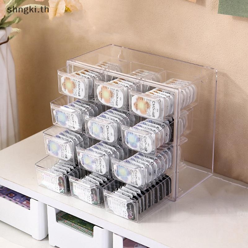 SHNGKI ความงามกล่องเก็บคอนแทคเลนส์ทุกวันทิ้งคอนแทคเลนส์ตู้ Multi-Grid ความจุขนาดใหญ่ Eye Rack โปร่งใ
