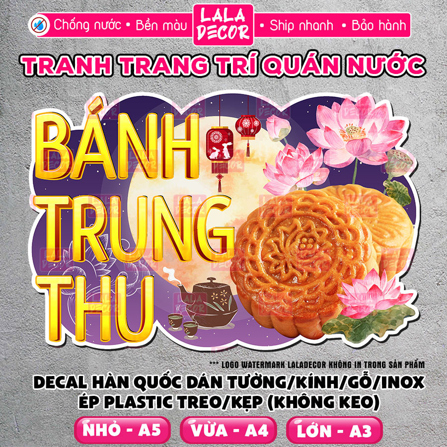 สติ๊กเกอร์ติดผนังขนมไหว้พระจันทร์กันน้ํา, กาวล่วงหน้า/พลาสติกขนมไหว้พระจันทร์, รูปลอกตกแต่งร้าน - F5