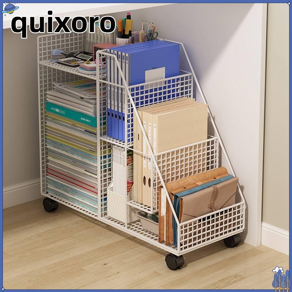 QUIXORO ชั้นวางหนังสือใต้โต๊ะมีล้อ เคลื่อนย้ายง่าย หลายชั้น สําหรับโฮมออฟฟิศ