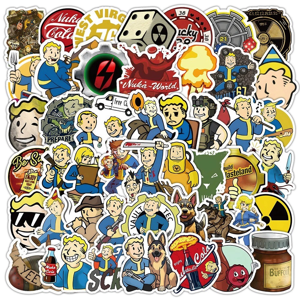 PlayStation 2 FALLOUT 4 (เพลย์สเตชั่น 2) game PS sticker สติกเกอร์กันน้ำรูปแบบที่แตกต่างกัน, 50ชิ้น