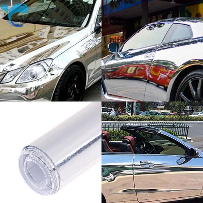 BlowGentlyWind รถสีเงินเงากระจกยืด chrome wrap decal ฟิล์ม ers BGW