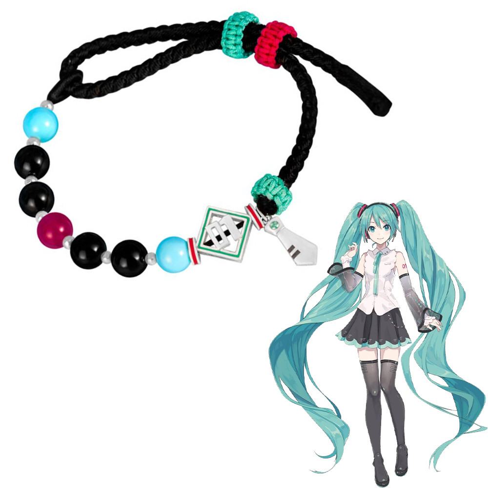 สร้อยข้อมือสไตล์อนิเมะ Hatsune Miku พร้อมลายเส้นเหมือนตัวละคร สำหรับแฟชันฮาโลวีนและคอสเพลย์ เหมาะกับทั้งผู้ชายและผู้หญิง เป็นของขวัญสำหรับแฟนๆ อนิเมะ