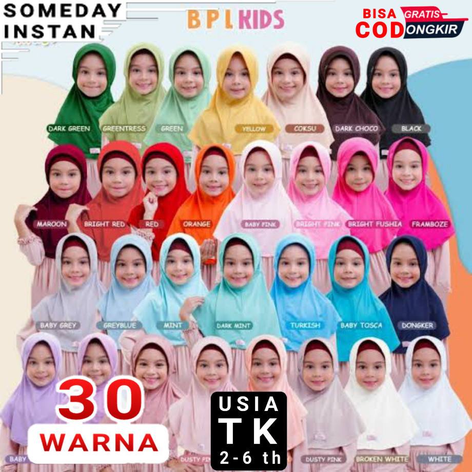MIULAN BPL M KIDS KINDERGARTEN DRAWSTRING HIJAB JERSEY INSTANT KHIMAR / M / READY WHOLESALE BPL M KI