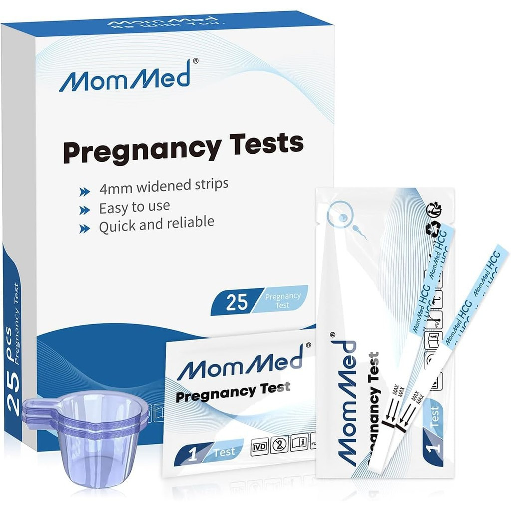 MOMMED Early Pregnancy Tests(25 MIU/ml), 25 X Pregnancy Test Strips with 25 X Urine Cups, HCG Test S