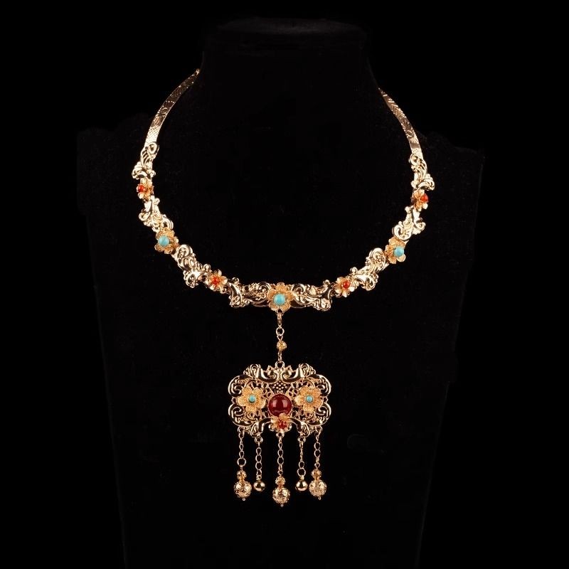 Classy/โบราณ Hanfu อุปกรณ์เสริมผม Yingluo สร้อยคอคอคลาสสิก Ming Made โบราณ Rich เสื้อผ้าอุปกรณ์เสริม