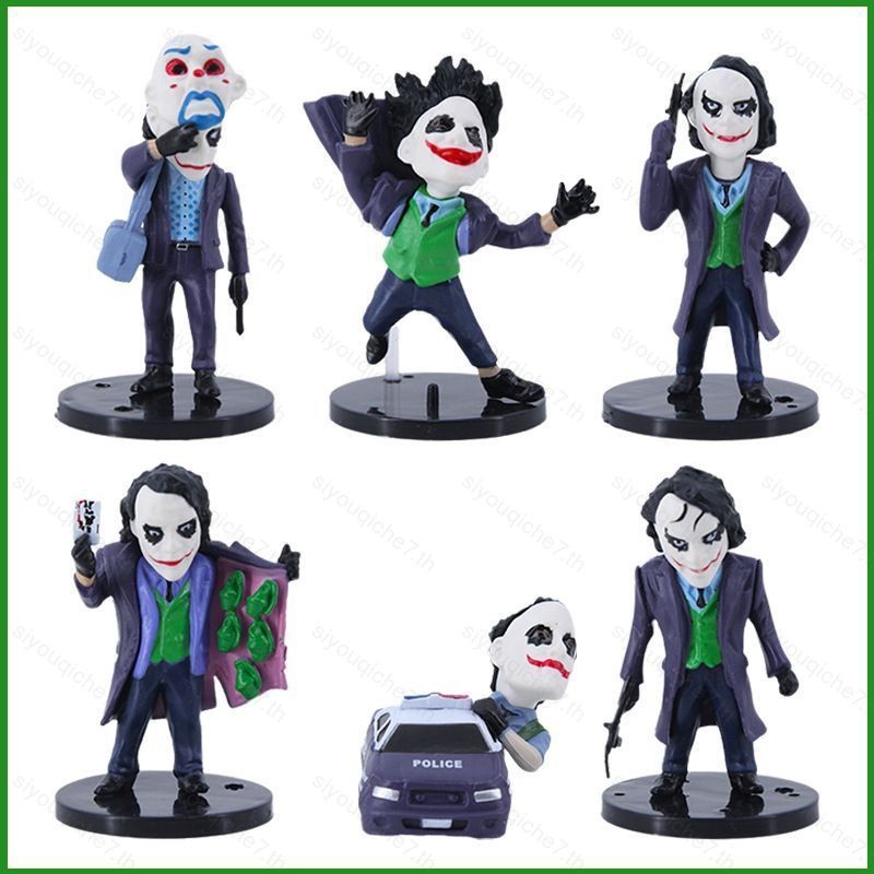 SY 6pcs DC Joker Action Figure รุ่น Q Heath Ledger Joker ตุ๊กตาของเล่นสําหรับเด็กเครื่องประดับของขวั