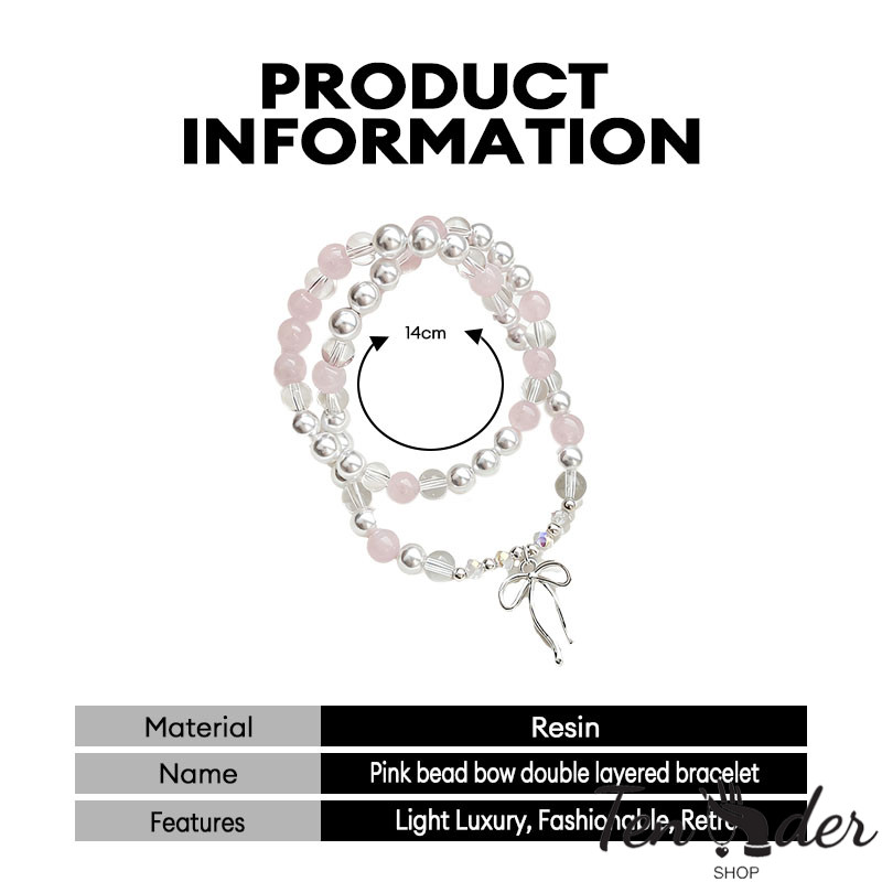 COD-ส่งเร็วจากไทย🎀โบว์ สองชั้น ลูกปัด สร้อยข้อมือ ผู้หญิง นางฟ้าสุดหวาน เรียบง่าย เพื่อนที่ดีที่สุด-Ten - รูปที่ 6