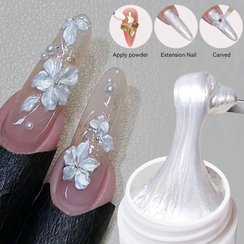 LILYCUTE Pearl White Non-Stick Extension Gel 5D Sculpting/Carving/Shaping Building Gel Soak Off UV LED เล็บแต่งเล็บ