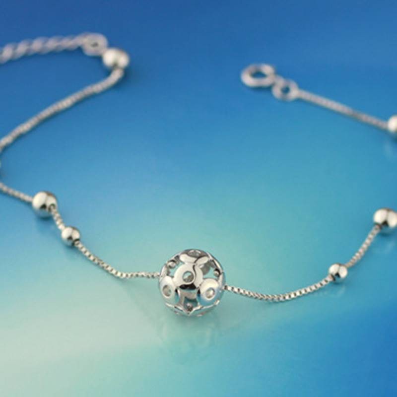 -925 Sterling Silver Delicate Ball Brlet/Anklet ขายปลีก