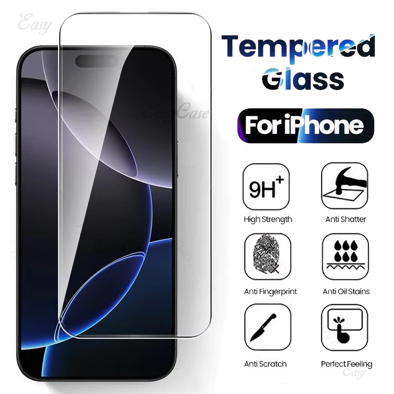 กระจกนิรภัยสําหรับ iPhone 17 Air 16 15 14 13 12 11 Pro Max 16 Plus X XR XS Max 6 6s 7 8 Plus ป้องกันหน้าจอฟิล์มแก้ว