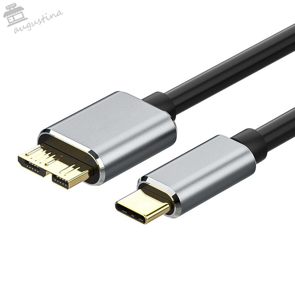 AUGUSTINA ประเภท C ถึง Micro B สาย 3A USB 3.0 5Gbps USB C 3.0 Micro B สายไฟอะแดปเตอร์ดิสก์สาย Quick 