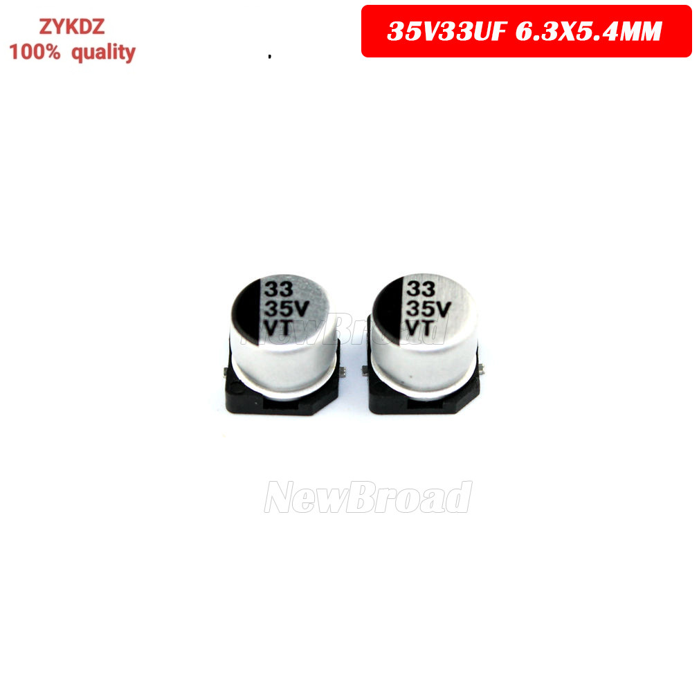 10PCS SMD ตัวเก็บประจุอลูมิเนียมอิเล็กโทรลีติค 35V33UF 6.3*5.4 มม.33UF35V 35V 33UF