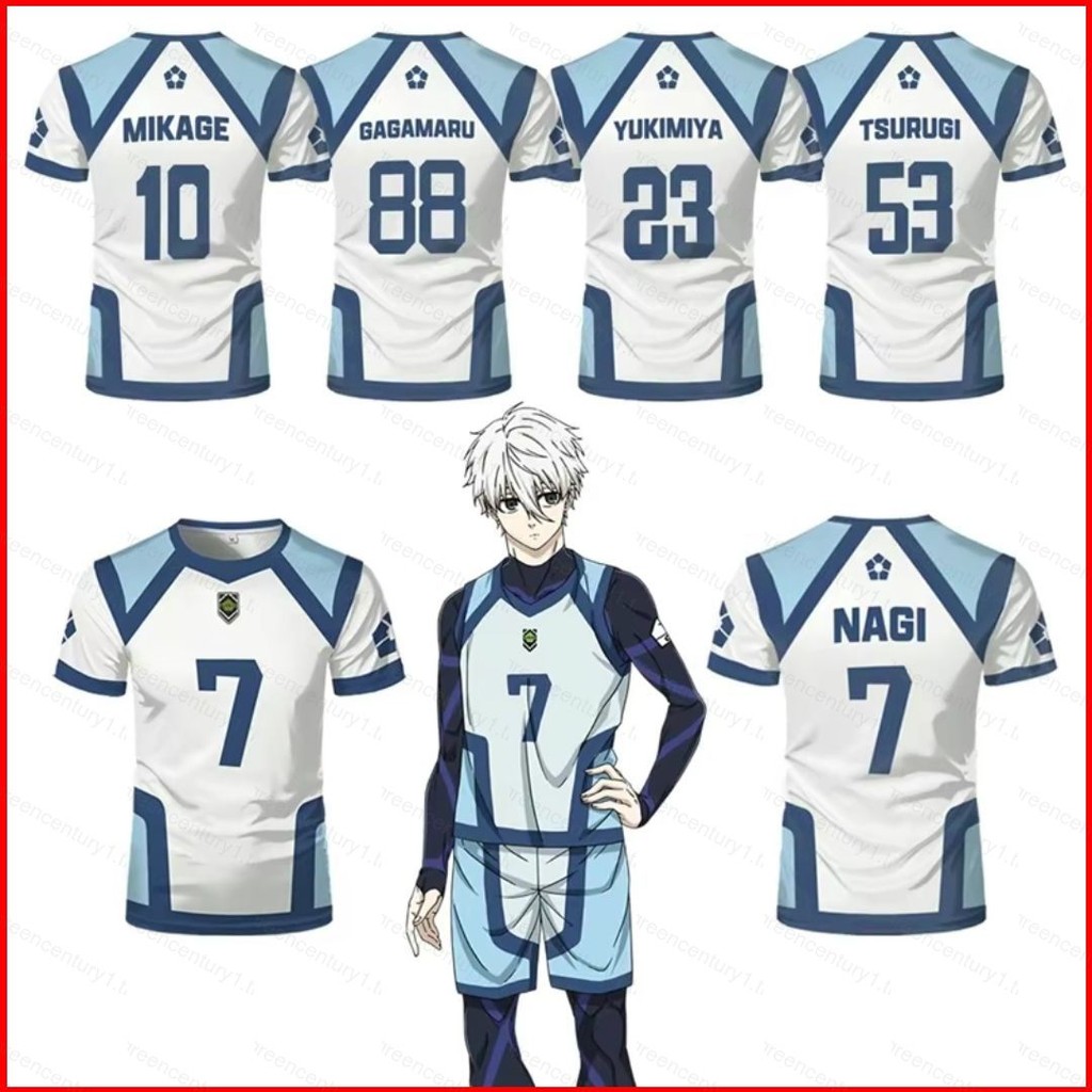 เสื้อยืด GC1 Blue Lock Nagi Seishiro หมายเลข 7 กับลายของ Mikage Reo Yukimiya Tsurugi