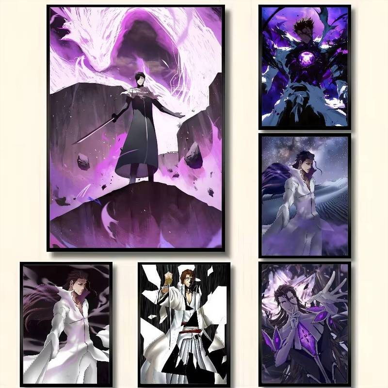 โปสเตอร์ผ้าใบ Anime Aizen Sosuke สไตล์ศิลปะ Bleach สำหรับการตกแต่งห้อง