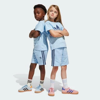 adidas ไลฟ์สไตล์ ชุดเสื้อยืดและกางเกงขาสั้น Adicolor สำหรับเด็ก เด็ก สีน้ำเงิน JC9160