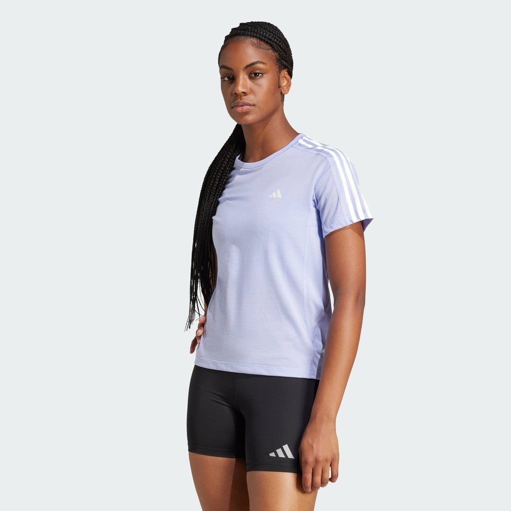 adidas Running Own the Run 3-Stripes Tee Women Purple JD2276
