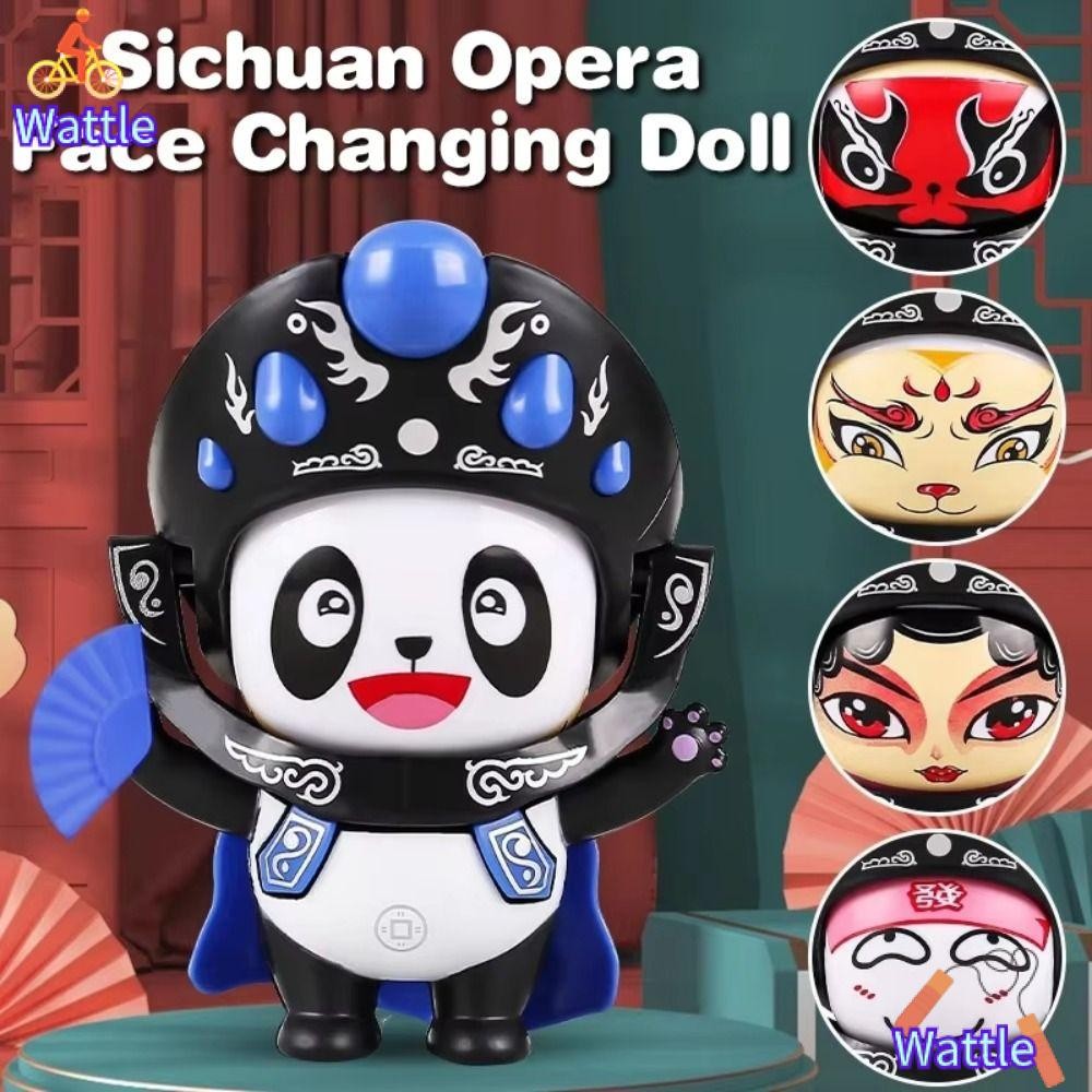 WATTLE ตุ๊กตาเปลี่ยนหน้าแพนด้า, 5 เปลี่ยนการแสดงออกของเล่นหุ่น เสฉวนโอเปร่าแพนด้า, สไตล์จีนน่ารักลดความเครียดเปลี่ยนหน้าตุ๊กตาเด็กตุ๊กตาอุป