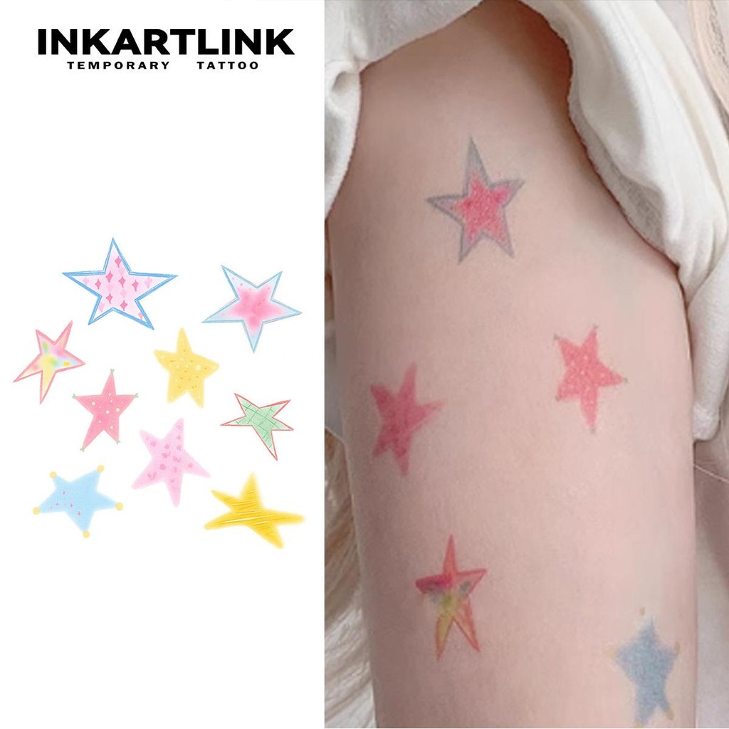 สติกเกอร์ลายสกรีนtemporary tattoo ดาวหลากสี