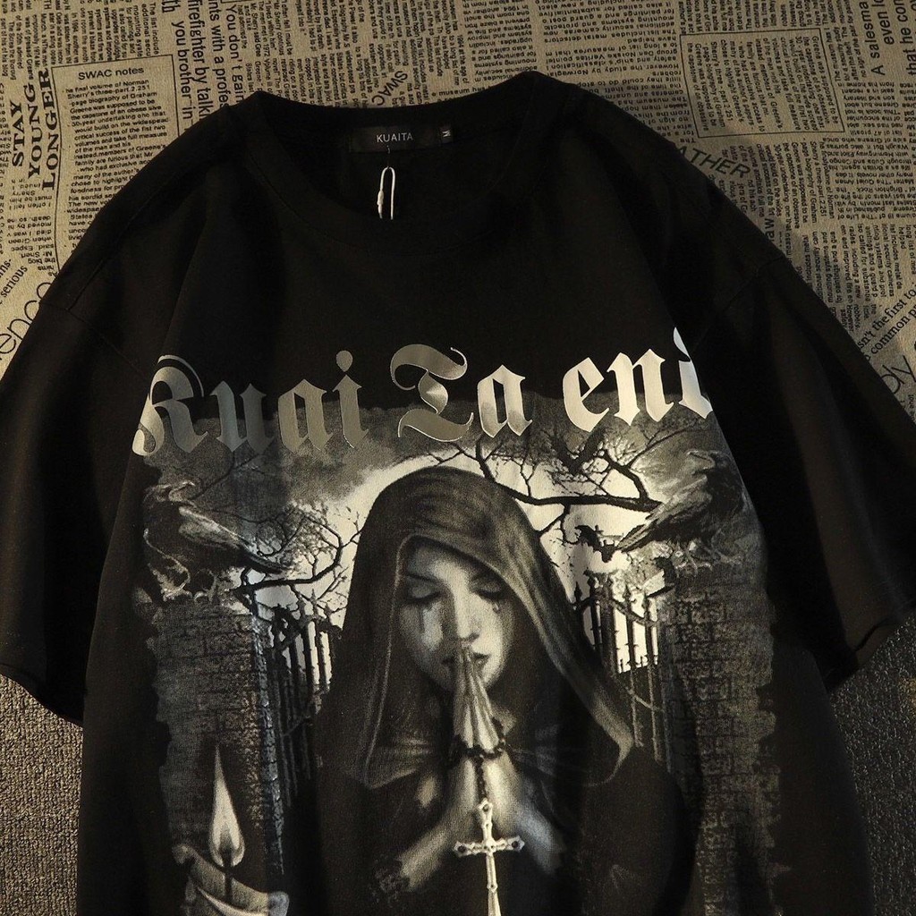 【My-T】🚀 เสื้อยืดOversize ผ้าCOTTON100%ลาย "Nun Cross" เนื้อผ้าเกรดพรีเมียม คอกลม ใส่สบาย【COD】