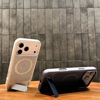 YOOVEI [ใหม่] เคสแม่เหล็กสําหรับ iPhone 17/16/15/14/13 Pro Max เคสระบายความร้อนบางเฉียบสําหรับขาตั้งแบบปรับได้ Ice Armour Cool Matte วัสดุ - สีดํา