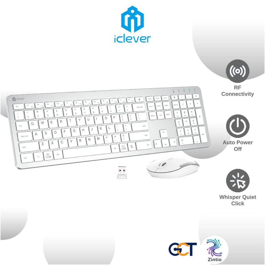 iClever GK08 ชุดคีย์บอร์ดพร้อมเมาส์ไร้สาย Wireless 2.4 G Keyboard+Mouse ประกันศูนย์ไทย 1 ปี