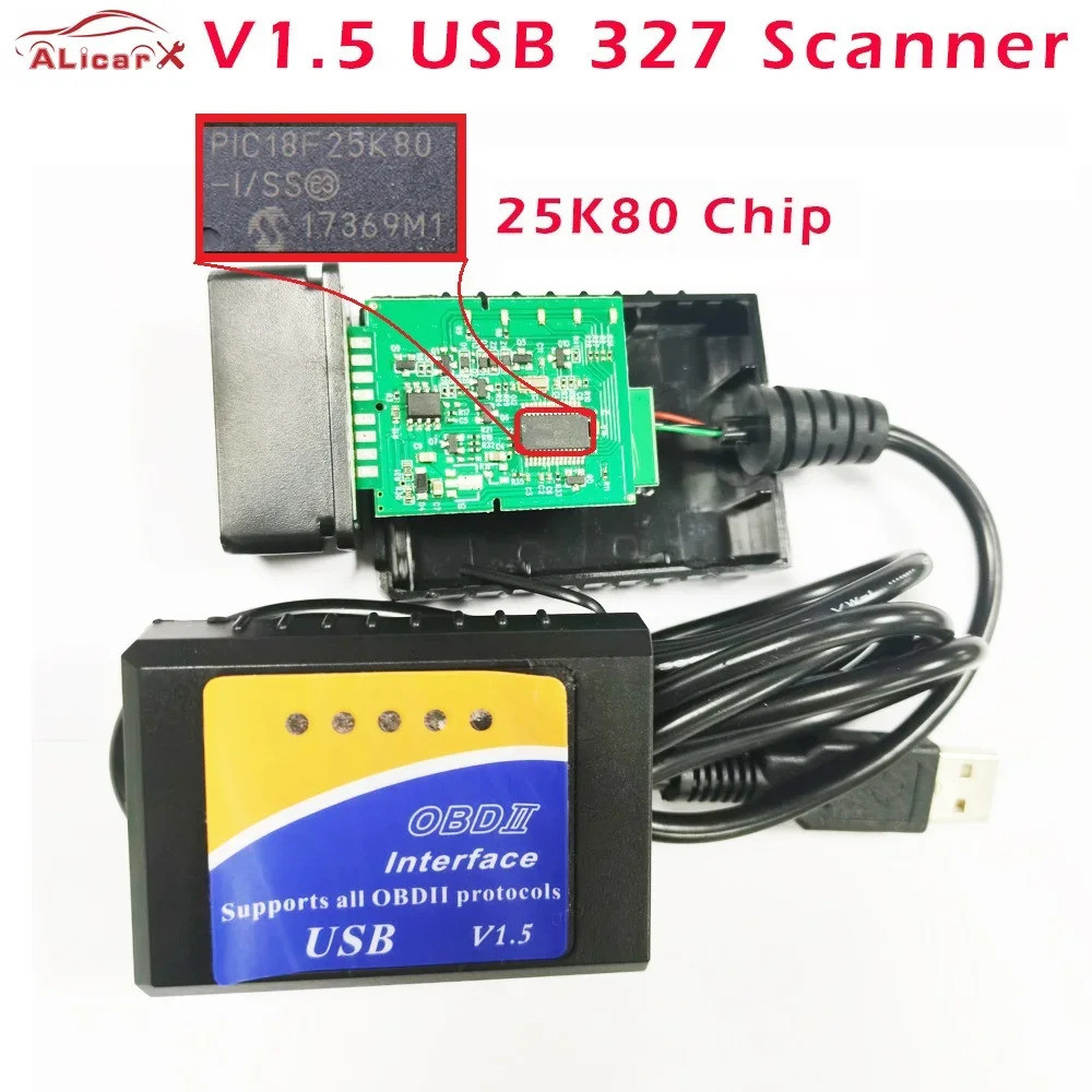 Hot Deal V1.5 Usb Elm327 Pic18f25k80 ชิป Obd2 สายวินิจฉัย Auto Code Reader สําหรับ Most Obd2 Protoco