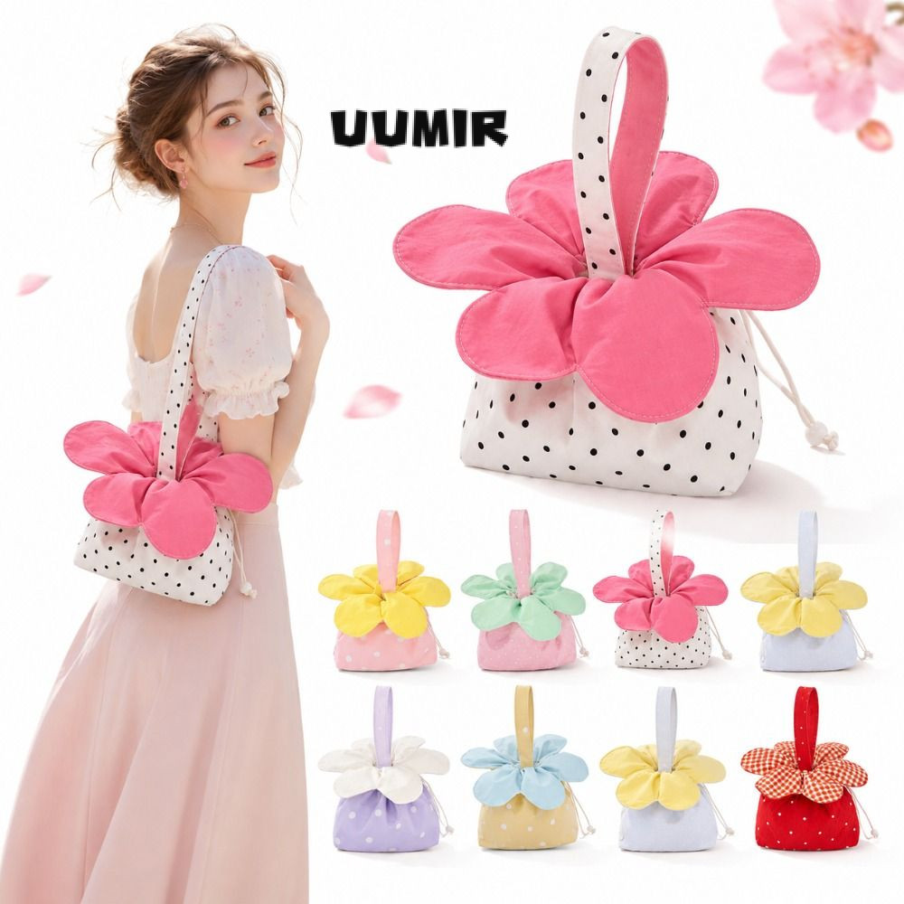 UUMIR Flower Crossbody Bag, Polka Dots อเนกประสงค์ Tulip-shaped, น่ารักน้ําหนักเบา Mini Simple Floral Shoulder Bag Commuting Tote Bag