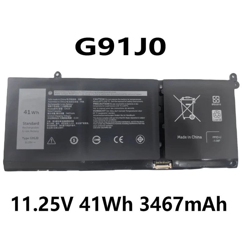 G91J0 V6W33 11.25V 41Wh 3467mAh OEM แบตเตอรี่แล็ปท็อปสําหรับ Dell Latitude 3320 3420 3520 Inspiron 5