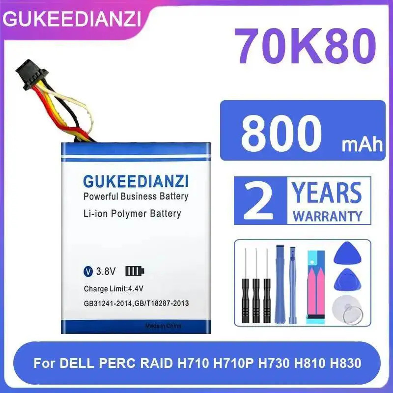 พรีเมี่ยมเปลี่ยนแบตเตอรี่แล็ปท็อป 800Mah 70K80 สําหรับ Dell Perc Raid H710 H710P H730 H810 H830