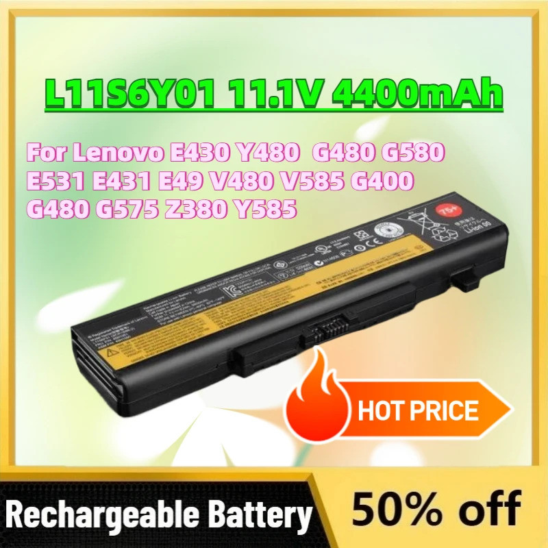 ใหม่ L11S6Y01 11.1V 4400mAh แบตเตอรี่แล็ปท็อปสําหรับ Lenovo E430 Y480 G480 G580 E531 E431 E49 V480 V