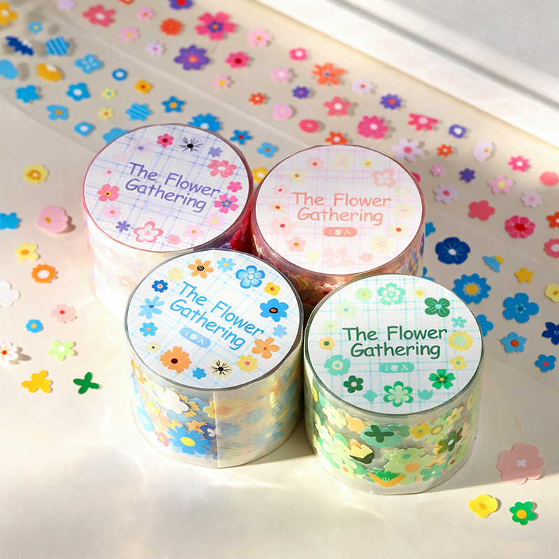ไดลี่|30 มม. * 2 ม. Multi-Color Salt-Series เทปดอกไม้ขนาดเล็ก No-Cut Die-Cut คู่มือฐานตกแต่ง Collage สไตล์