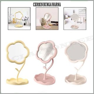 Cermin Bunga Estetik Rotating 360 Derajat Cermin Stand Mirorr Flower Kaca Meja Rias Serbaguna