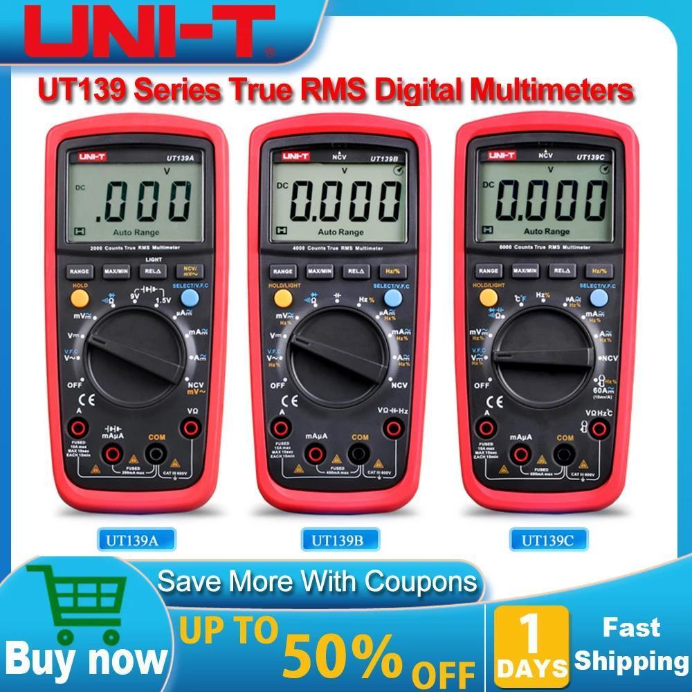 UNI-T UT139A UT139B UT139C True RMS มัลติมิเตอร์แบบดิจิตอลช่วงอัตโนมัติ AC DC Voltmete