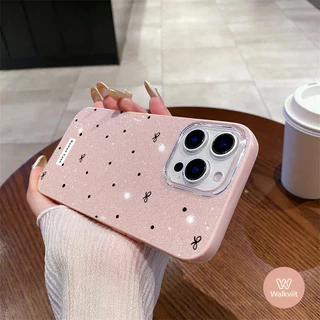 เคสกลิตเตอร์ลายจุดดำ โบว์คริสตัลติดข้าง สไตล์สาวหวาน สำหรับ OPPO Reno 16 16F 13F 15F 8T 5 11 5F 11F 10 14 14F 12 12F 6z