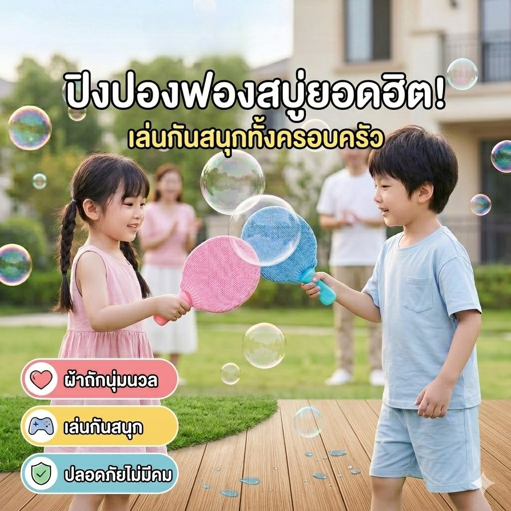 🐽ส่งจากไทย🐸สินค้าใหม่ ไม้ปิงปองฟองสบู่ ฟองสบู่เด้งดึ๋ง ของเล่นเด็กตบฟองได้ไม่แตกง่าย ของเล่นกลางแจ้ง