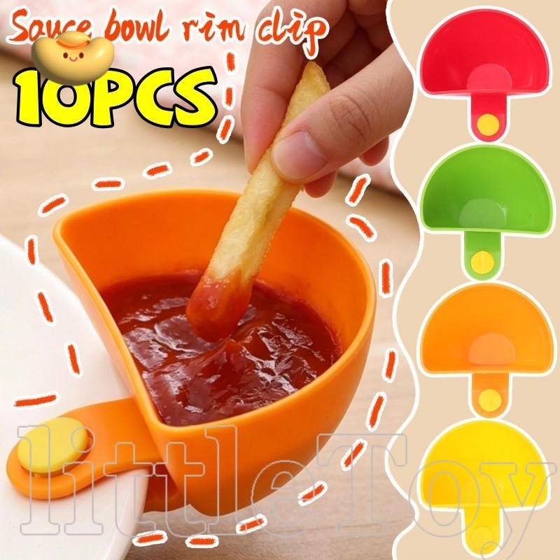 [SimpleHouse] 4/10 ชิ้น Anti-tip Clip-On Dipping Bowl พลาสติก PP - จานปรุงรสแบบใช้ซ้ําได้ Mini Kitchen Gadgets สําหรับน้ําส้มสายชูน้ําตาล [Nice House]