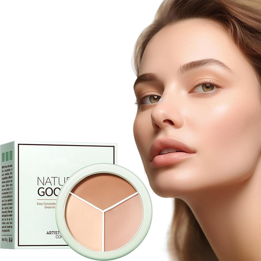 ArtisticTri-Colorคอนซีลเลอร์Paletteกันน้ําTriColorFoundationCoverageFaceConcealerMakeupHighlightCont