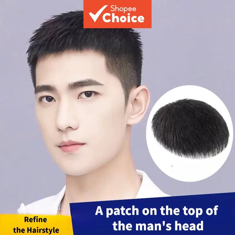 ต่อผมผู้ชายสําหรับครอบคลุมสีเทาผมบางและจุดหัวล้าน แฮร์พีชแบบไตรมเบิลมีสไตล์