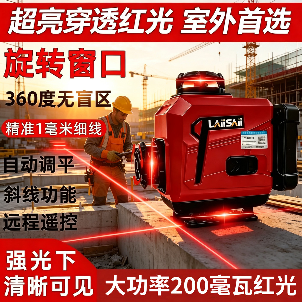 [บูติก] Lyocsai Super Bright Red Light 12-Line Red Line Level 16-Line ระดับเลเซอร์อัตโนมัติความแม่นย