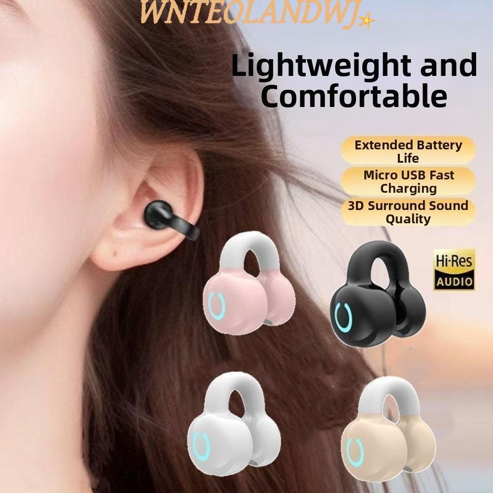 WNTEOLANDWJ หูฟังคลิปหู สเตอริโอการนํากระดูก ไฮไฟ บลูทูธ 5.3 ไร้สาย หูฟังหูเดียว โทรยาวพิเศษ