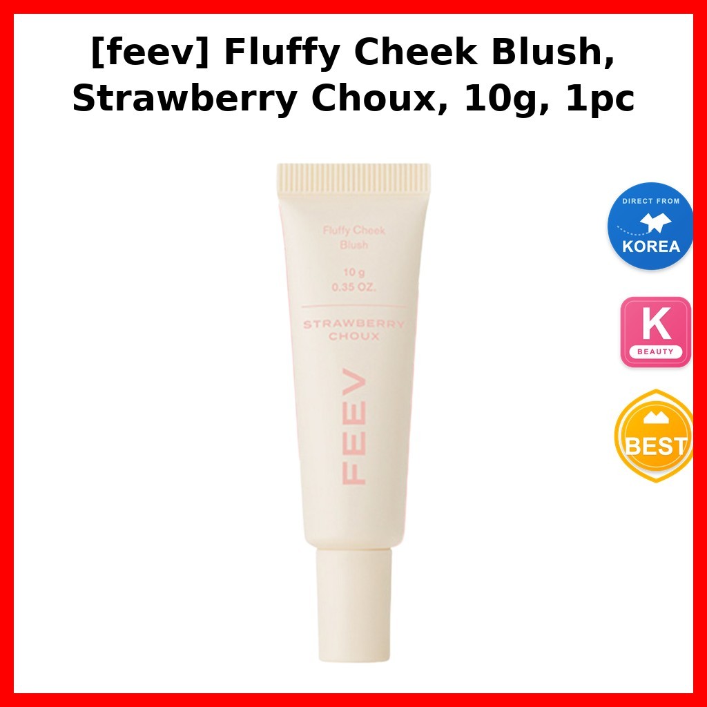 Beauty K-Beauty [feev] Fluffy Cheek Blush, Strawberry Choux, 10g, 1pc / Korean Blush / สูตรบางเบา / 