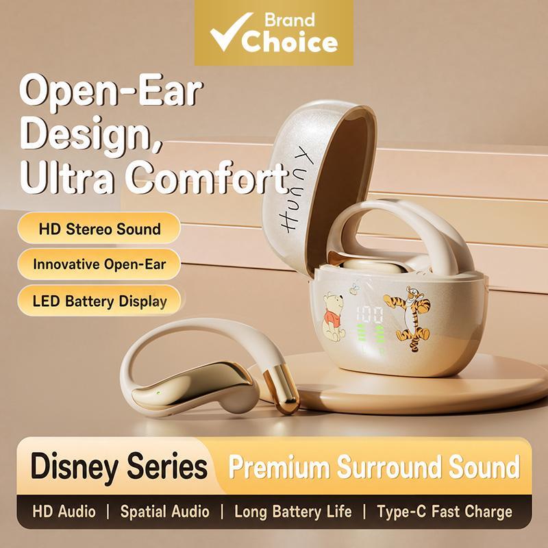 หูฟังแบบเปิดหู Disney Q95 บลูทูธ HD通话降噪运动耳机智能数字显示长续航立体声耳机