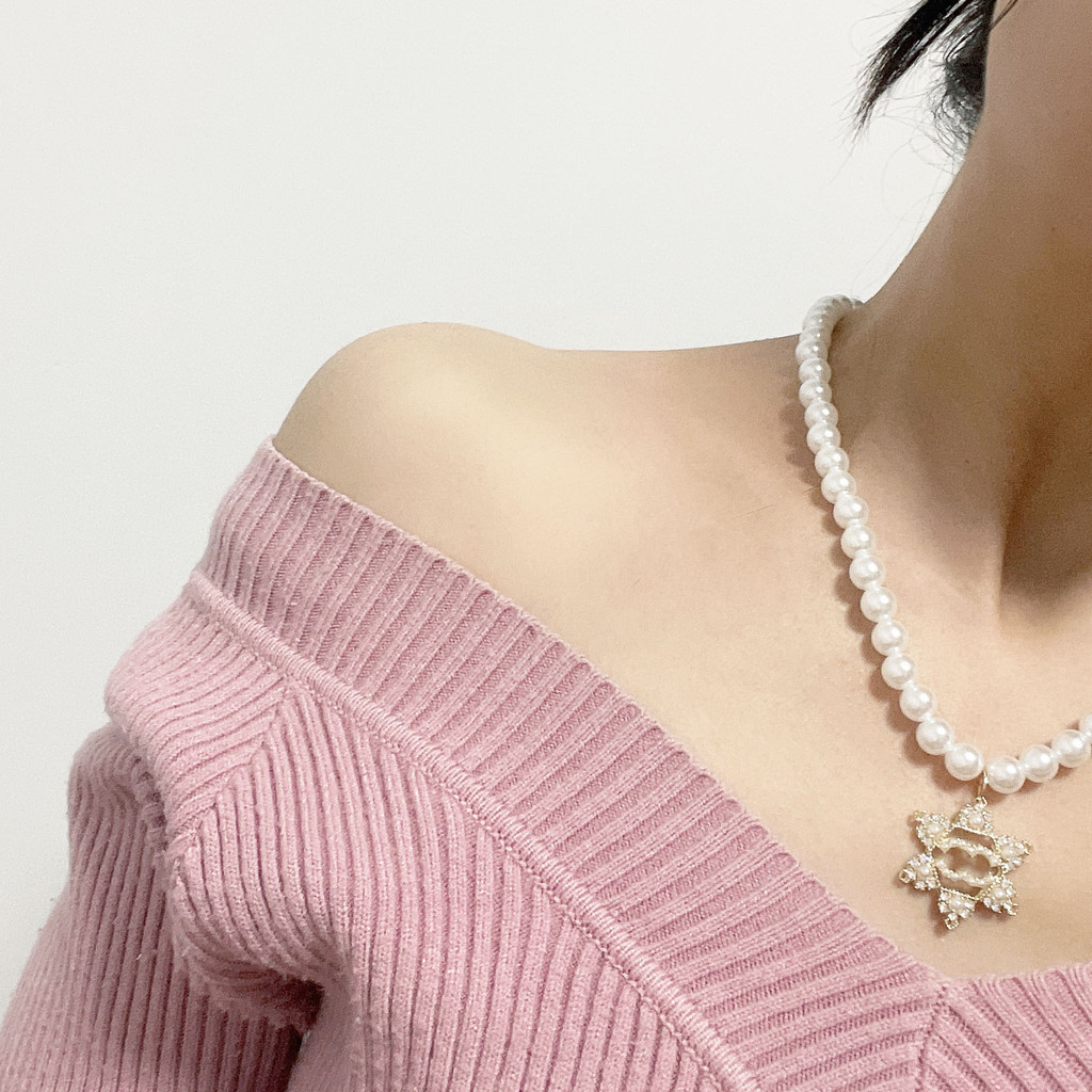 อินเทรนด์ Clavicle Chain Pearl Retro สร้อยคอผู้หญิง Cool สไตล์คอสร้อยคอหรูหรา Niche Design [6.23 alp
