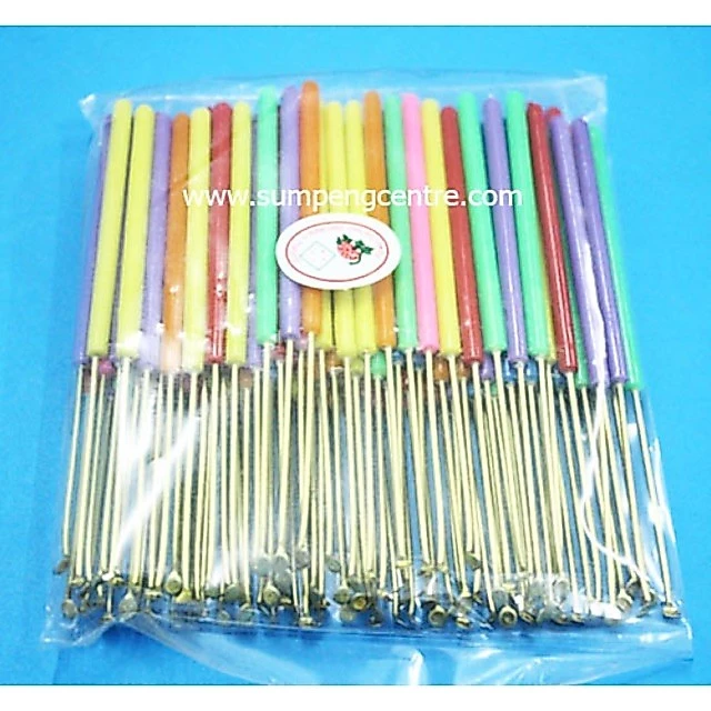 ไม้แคะหูยาว ทองเหลือง ตราดอกไม้ (100 ชิ้น), Brass Flower Long Ear pick (100 pieces)